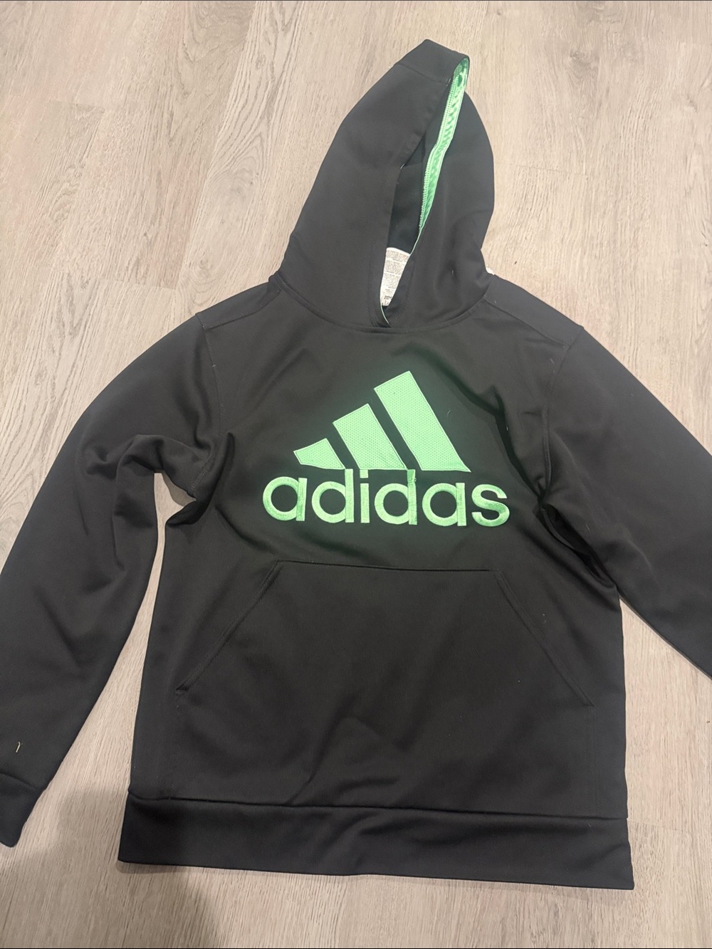 adidas Black Hoodie with Mint Green Logo - Youth